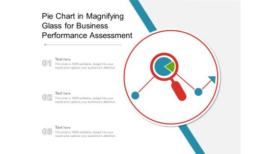 Pie Chart In Magnifying Glass For Business Performance Assessment Ppt PowerPoint Presentation Gallery Infographics PDF