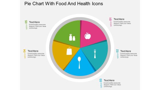 Pie Chart With Food And Health Icons Powerpoint Template Pie Chart With Food And Health Icons Powerpoint Template