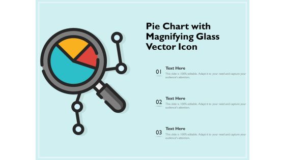 Pie Chart With Magnifying Glass Vector Icon Ppt PowerPoint Presentation File Summary PDF