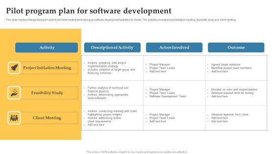 Pilot Program Plan For Software Development Infographics PDF Pilot Program Plan For Software Development Infographics PDF