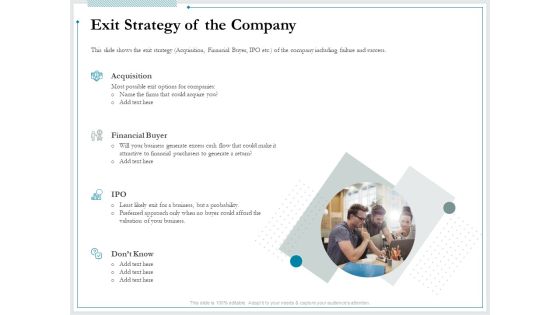 Pitch Deck For Raising Funds From Product Crowdsourcing Exit Strategy Of The Company Summary PDF Pitch Deck For Raising Funds From Product Crowdsourcing Exit Strategy Of The Company Summary PDF
