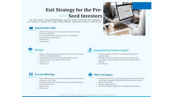 Pitch Deck For Seed Financing Exit Strategy For The Pre Seed Investors Mockup PDF Pitch Deck For Seed Financing Exit Strategy For The Pre Seed Investors Mockup PDF