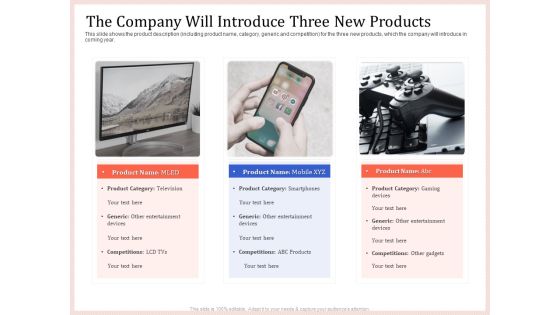 Pitch Deck To Raise Capital From Product Pooled Funding The Company Will Introduce Three New Products Sample PDF