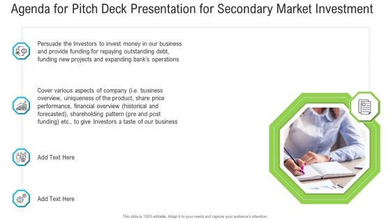 Pitch Deck To Raise Funding From Secondary Market Agenda For Pitch Deck Presentation For Secondary Market Investment Background PDF Pitch Deck To Raise Funding From Secondary Market Agenda For Pitch Deck Presentation For Secondary Market Investment Background PDF