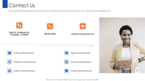 Pitching For Advisory Services Contact Us Graphics PDF