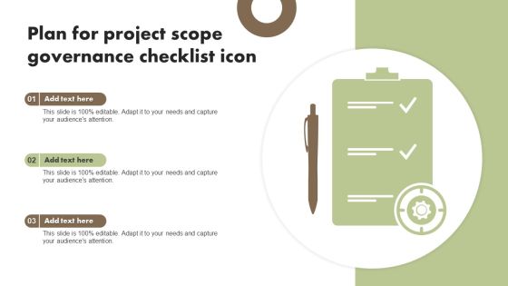 Plan For Project Scope Governance Checklist Icon Brochure PDF Plan For Project Scope Governance Checklist Icon Brochure PDF