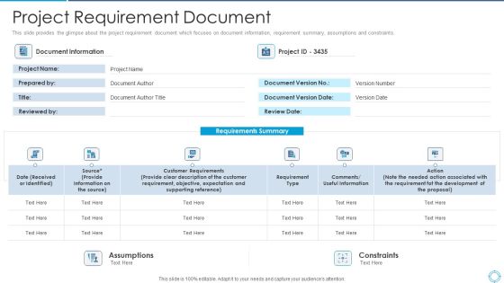 Plan For Project Scoping Management Project Requirement Document Structure PDF