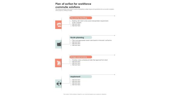 Plan Of Action For Workforce Commute Solutions One Pager Sample Example Document Plan Of Action For Workforce Commute Solutions One Pager Sample Example Document