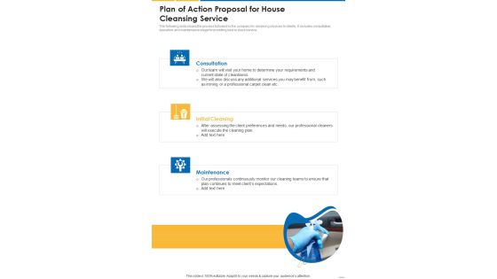 Plan Of Action Proposal For House Cleansing Service One Pager Sample Example Document