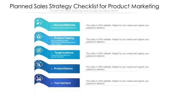 Planned Sales Strategy Checklist For Product Marketing Ppt PowerPoint Presentation Gallery Brochure PDF Planned Sales Strategy Checklist For Product Marketing Ppt PowerPoint Presentation Gallery Brochure PDF