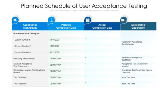 Planned Schedule Of User Acceptance Testing Ppt PowerPoint Presentation Show Guide PDF Planned Schedule Of User Acceptance Testing Ppt PowerPoint Presentation Show Guide PDF