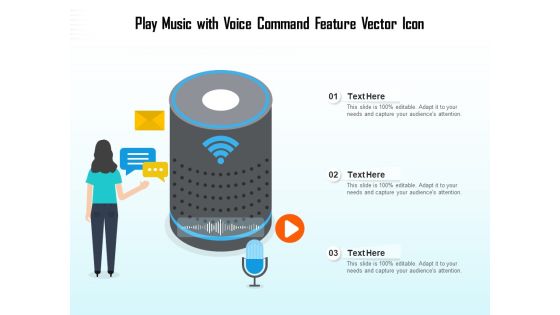 Play Music With Voice Command Feature Vector Icon Ppt PowerPoint Presentation Summary Designs Download PDF