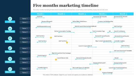 Play Store Launch Techniques For Shopping Apps Five Months Marketing Timeline Elements PDF Play Store Launch Techniques For Shopping Apps Five Months Marketing Timeline Elements PDF