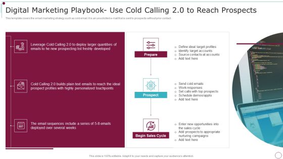 Playbook For Content Advertising Digital Marketing Playbook Use Cold Calling 20 To Reach Prospects Template PDF Playbook For Content Advertising Digital Marketing Playbook Use Cold Calling 20 To Reach Prospects Template PDF