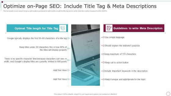 Playbook For Content Advertising Optimize On Page Seo Include Title Tag And Meta Descriptions Formats PDF Playbook For Content Advertising Optimize On Page Seo Include Title Tag And Meta Descriptions Formats PDF