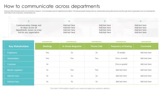 Playbook For Enterprise Transformation Administration How To Communicate Across Departments Ideas PDF