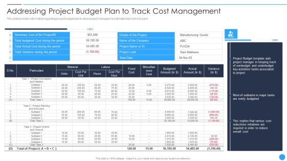 Playbook For Project Product Administration Addressing Project Budget Plan To Track Cost Management Inspiration PDF Playbook For Project Product Administration Addressing Project Budget Plan To Track Cost Management Inspiration PDF