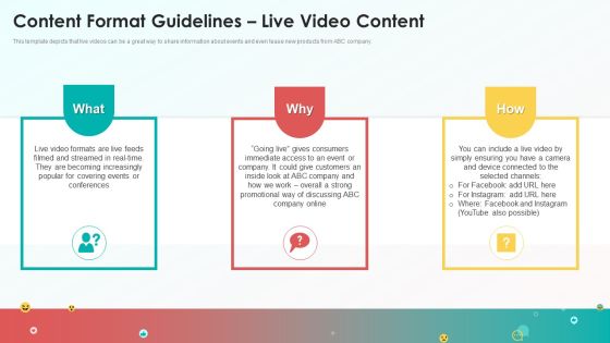 Playbook For Social Media Channel Content Format Guidelines Live Video Content Elements PDF Playbook For Social Media Channel Content Format Guidelines Live Video Content Elements PDF