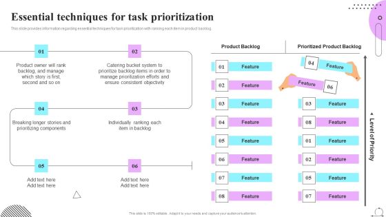 Playbook For Sprint Agile Essential Techniques For Task Prioritization Pictures PDF