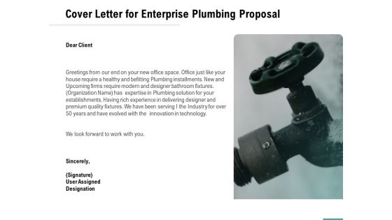 Plumbing Sanitary Works Cover Letter For Enterprise Plumbing Proposal Themes PDF Plumbing Sanitary Works Cover Letter For Enterprise Plumbing Proposal Themes PDF