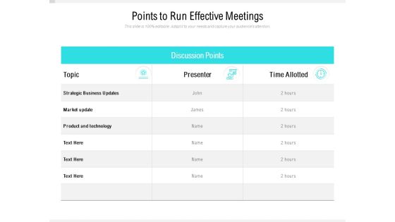 Points To Run Effective Meetings Ppt PowerPoint Presentation Show Slide Points To Run Effective Meetings Ppt PowerPoint Presentation Show Slide