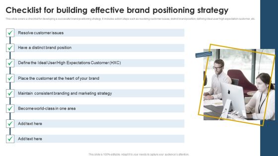 Positioning Techniques To Improve Checklist For Building Effective Brand Positioning Strategy Slides PDF