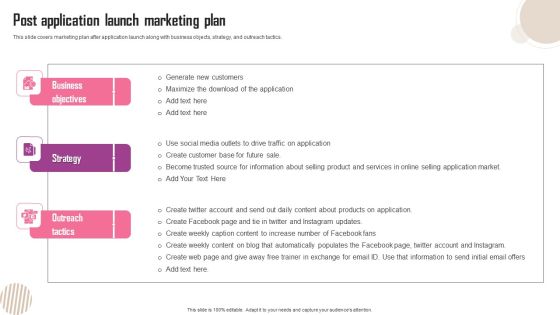 Post Application Launch Marketing Plan Ppt Summary Show PDF