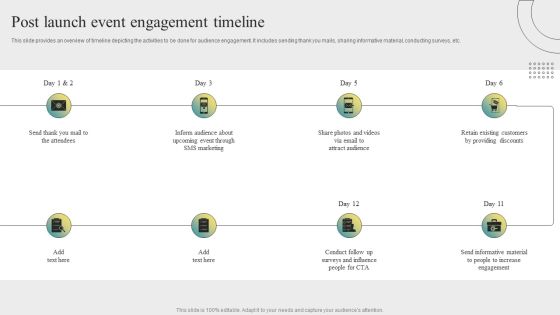 Post Event Activities Post Launch Event Engagement Timeline Summary PDF Post Event Activities Post Launch Event Engagement Timeline Summary PDF