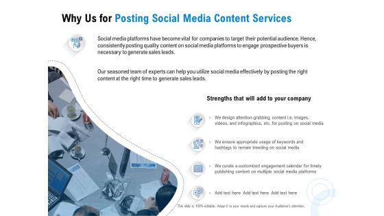 Posting Social Media Content Why Us For Posting Social Media Content Services Ppt PowerPoint Presentation Inspiration Ideas PDF Posting Social Media Content Why Us For Posting Social Media Content Services Ppt PowerPoint Presentation Inspiration Ideas PDF