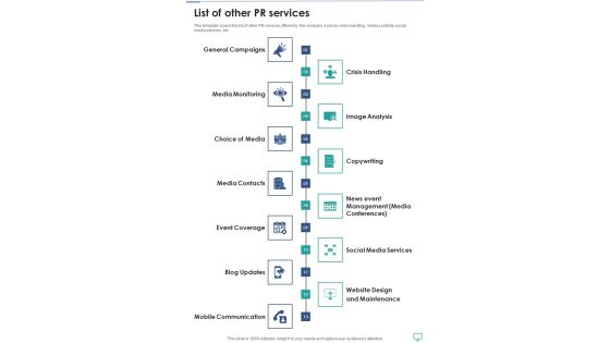 Pr Services Contract Proposal List Of Other Pr Services One Pager Sample Example Document Pr Services Contract Proposal List Of Other Pr Services One Pager Sample Example Document