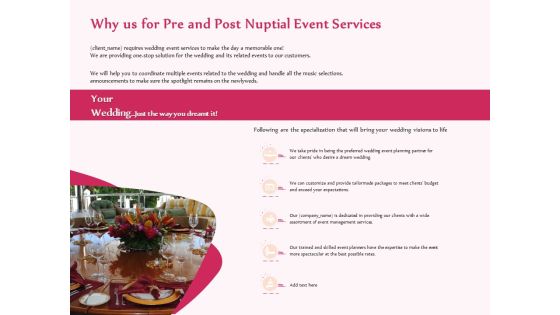 Pre Postnuptial Why Us For Pre And Post Nuptial Event Services Ppt Portfolio Gridlines PDF Pre Postnuptial Why Us For Pre And Post Nuptial Event Services Ppt Portfolio Gridlines PDF