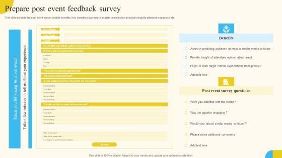 Prepare Post Event Feedback Survey Activities For Successful Launch Event Slides PDF