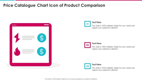 Price Catalogue Chart Icon Of Product Comparison Slides PDF Price Catalogue Chart Icon Of Product Comparison Slides PDF