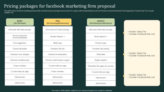 Pricing Packages For Facebook Marketing Firm Proposal Ppt Slides Graphic Images PDF Pricing Packages For Facebook Marketing Firm Proposal Ppt Slides Graphic Images PDF