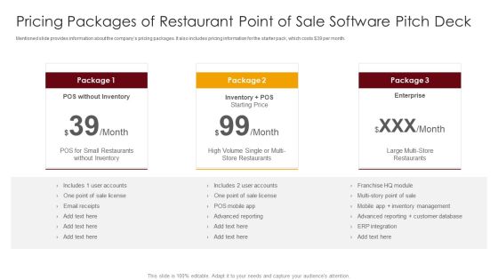 Pricing Packages Of Restaurant Point Of Sale Software Pitch Deck Ppt Ideas Shapes PDF Pricing Packages Of Restaurant Point Of Sale Software Pitch Deck Ppt Ideas Shapes PDF