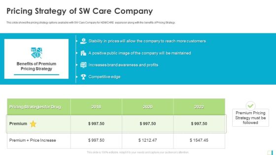 Pricing Strategy Of SW Care Company Template PDF