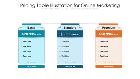 Pricing Table Illustration For Online Marketing Mockup PDF Pricing Table Illustration For Online Marketing Mockup PDF