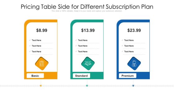 Pricing Table Side For Different Subscription Plan Themes PDF Pricing Table Side For Different Subscription Plan Themes PDF