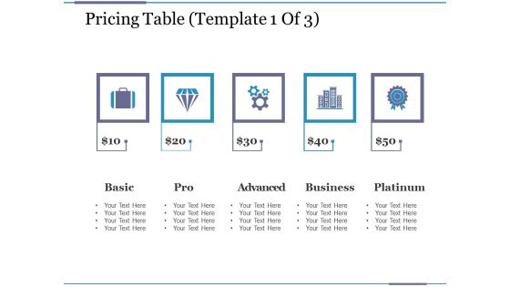 Pricing Table Template 1 Ppt PowerPoint Presentation Icon Rules