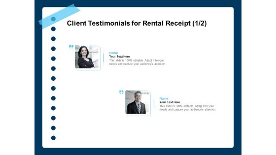Printable Rent Receipt Template Client Testimonials For Rental Receipt Teamwork Ppt File Templates PDF
