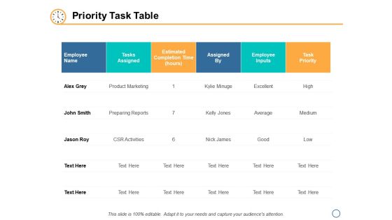 Priority Task Table Ppt PowerPoint Presentation Ideas Clipart Priority Task Table Ppt PowerPoint Presentation Ideas Clipart