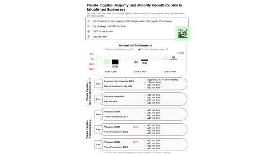 Private Capital Majority And Minority Growth Capital In Established Businesses One Pager Documents Private Capital Majority And Minority Growth Capital In Established Businesses One Pager Documents