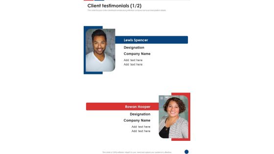 Private Plane Administration Company Proposal Client Testimonials One Pager Sample Example Document Private Plane Administration Company Proposal Client Testimonials One Pager Sample Example Document