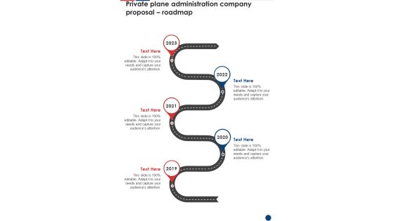 Private Plane Administration Company Proposal Roadmap One Pager Sample Example Document Private Plane Administration Company Proposal Roadmap One Pager Sample Example Document