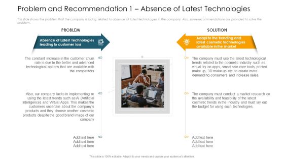 Problem And Recommendation 1 Absence Of Latest Technologies Ppt Icon PDF Problem And Recommendation 1 Absence Of Latest Technologies Ppt Icon PDF