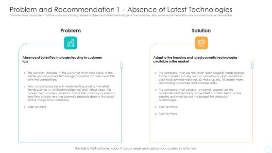 Problem And Recommendation 1 Absence Of Latest Technologies Slides PDF Problem And Recommendation 1 Absence Of Latest Technologies Slides PDF