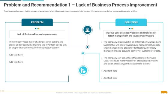 Problem And Recommendation 1 Lack Of Business Process Improvement Introduction PDF