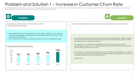 Problem And Solution 1 Increase In Customer Churn Rate Portrait PDF Problem And Solution 1 Increase In Customer Churn Rate Portrait PDF