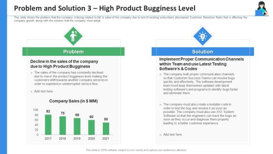 Problem And Solution 3 High Product Bugginess Level Ppt Slides Inspiration PDF Problem And Solution 3 High Product Bugginess Level Ppt Slides Inspiration PDF