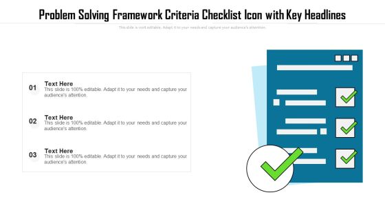 Problem Solving Framework Criteria Checklist Icon With Key Headlines Topics PDF Problem Solving Framework Criteria Checklist Icon With Key Headlines Topics PDF
